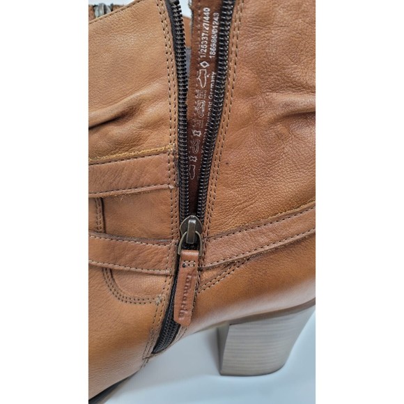 Tamaris Tora Germany Brown Soft Leather Chestnut Heeled Zip Ankle Boots Sz.8.5 - Picture 5 of 11